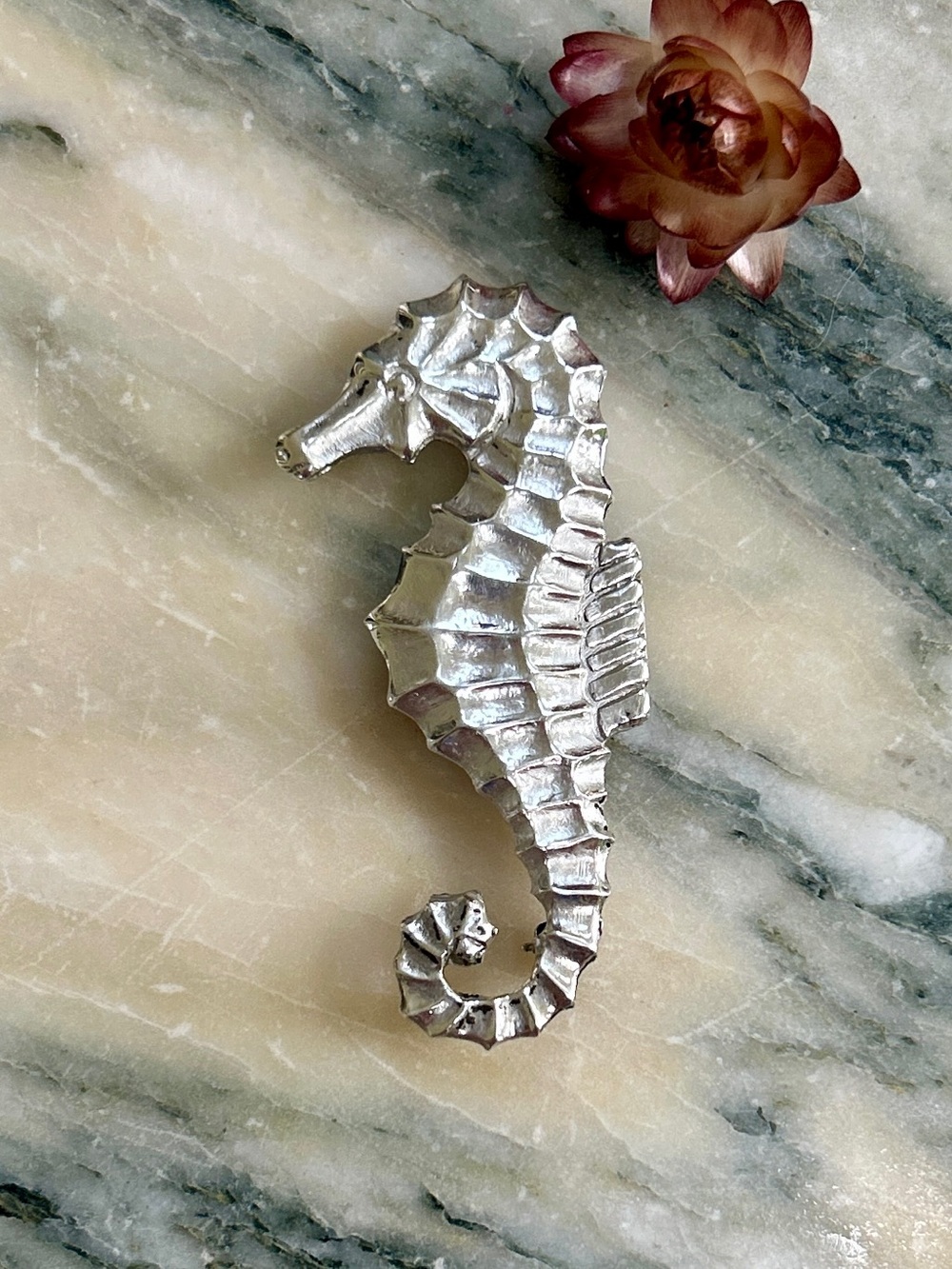 Vintage Sterling Silver Seahorse Brooch